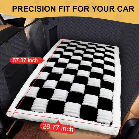 Backseat Extender Pet Bed Mat, Deluxe Dog Bed for Car Back Seat, Non-Slip Dog Mat for Truck Back Seat Cover with Hard Bottom, Plaid Backseat Dogs Bed for Car Trucks SUVs (57.8" * 26.7" inch) in Saudi Arabia