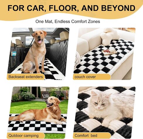 Backseat Extender Pet Bed Mat, Deluxe Dog Bed for Car Back Seat, Non-Slip Dog Mat for Truck Back Seat Cover with Hard Bottom, Plaid Backseat Dogs Bed for Car Trucks SUVs (57.8" * 26.7" inch) in Saudi Arabia