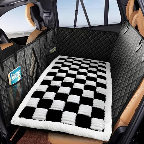 Backseat Extender Pet Bed Mat, Deluxe Dog Bed for Car Back Seat, Non-Slip Dog Mat for Truck Back Seat Cover with Hard Bottom, Plaid Backseat Dogs Bed for Car Trucks SUVs (57.8" * 26.7" inch) in Saudi Arabia