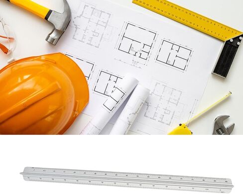 المقياس المعماري 30 سم من الألومنيوم ثلاثي الألياف قاعدة التصميم المقعر متعدد الوظائف للرسم الفني مع العلامات التجارية المسجلة للمهندسين والطلاب المهندسين المعماريين (M) in Kuwait