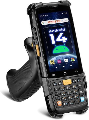 MUNBYN Android 14 Barcode Scanner with Pistol Grip,Equipped with Honeywell HS7 QR Scanner, 4GB+64GB Handheld PDA, 4-inch Touchscreen, IP65 Rugged, 5000mAh for Inventory Warehouse Logistics MC005P in Saudi Arabia