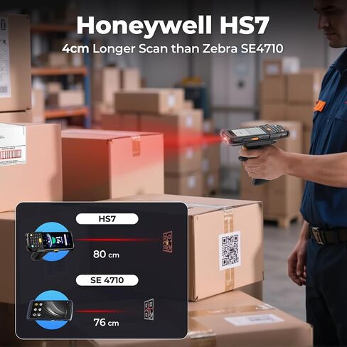 MUNBYN Android 14 Barcode Scanner with Pistol Grip,Equipped with Honeywell HS7 QR Scanner, 4GB+64GB Handheld PDA, 4-inch Touchscreen, IP65 Rugged, 5000mAh for Inventory Warehouse Logistics MC005P in Saudi Arabia