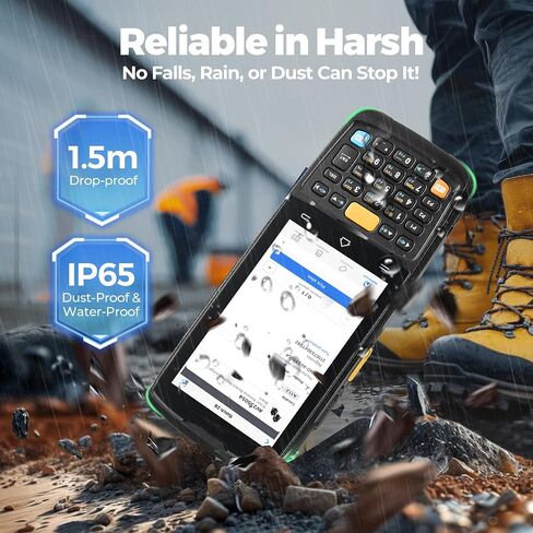 MUNBYN Android 14 Barcode Scanner with Pistol Grip,Equipped with Honeywell HS7 QR Scanner, 4GB+64GB Handheld PDA, 4-inch Touchscreen, IP65 Rugged, 5000mAh for Inventory Warehouse Logistics MC005P in Saudi Arabia