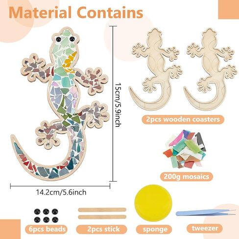 Webeedy 2 Set DIY Lizard Mosaic Tiles Kit Make Your Lizard Design Decoration Fun Fun Art and Craft Craft Supplies DIY Glass Craft Mosaic Phyles Home Home Decor in Saudi Arabia