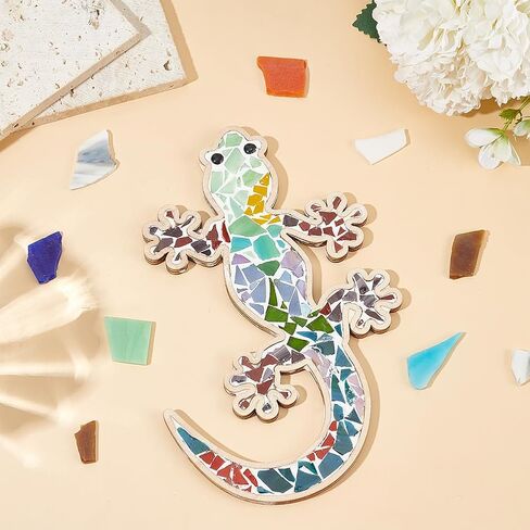 Webeedy 2 Set DIY Lizard Mosaic Tiles Kit Make Your Lizard Design Decoration Fun Fun Art and Craft Craft Supplies DIY Glass Craft Mosaic Phyles Home Home Decor in Saudi Arabia