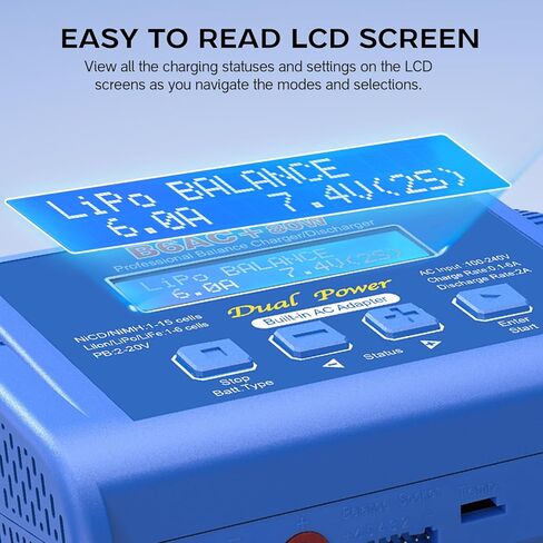 B6AC 80W Lipo Battery Balance Charger 6A Discharger ، RC Hobby Lipo/Li-Ion/Life NIMH/NICD Digital Battery Balance Charger مع مزود طاقة التيار المتردد in Kuwait