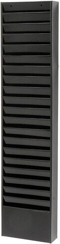 Global Industrial Steel Medical Chart Hanging Wall File Holder, 20 Pockets, Black, Wall Mounted Magazine and File Folder Holder, 12-1/2"W x 8-3/8"H Pockets in Saudi Arabia