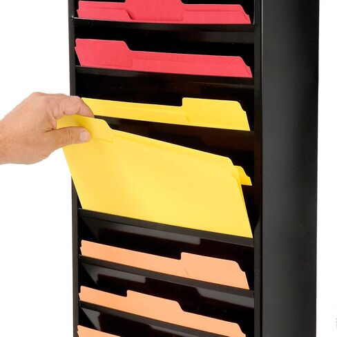 Global Industrial Steel Medical Chart Hanging Wall File Holder, 20 Pockets, Black, Wall Mounted Magazine and File Folder Holder, 12-1/2"W x 8-3/8"H Pockets in Saudi Arabia