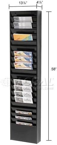 Global Industrial Steel Medical Chart Hanging Wall File Holder, 20 Pockets, Black, Wall Mounted Magazine and File Folder Holder, 12-1/2"W x 8-3/8"H Pockets in Saudi Arabia