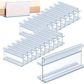 Kathfly 50 PCS Wood Shelf Label حامل 1.25 × 2.5 بوصة واضحة PVC العلامات البلاستيكية العلامات الملصقات الملصقات مقاطع إلى 3/4 بوصة رفوف الكتب السميكة لمكتبات البيع بالتجزئة السوبر ماركت in Kuwait