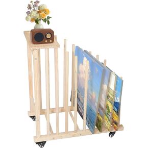 رف التخزين الفني مع عجلات العجلات وصواني تخزين الفن المحمول رف تجفيف الخشب الثقيل من الخشب الهجين للقطن ولوحات الرسم والمواد المطبوعة وتجفيف الحرف اليدوية in Kuwait