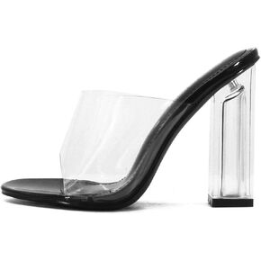 Cape Robbin Fusion Chunky Block High Heels for Women, Transparent Booties for Women in Kuwait