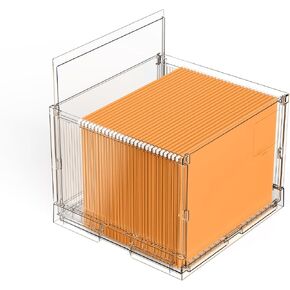 مربع منظم الملفات مع الغطاء ، منظم مجلد ملفات معلقة لتخزين المستندات مع شريحة بلاستيكية ، مربع ملفات ملفات الحرف لحجم الحروف للمكتب/المنزل/الديكور/（1Pack） in Kuwait