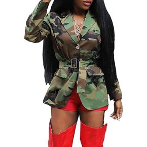 Womens Plus Size Plaid Trench Coat Long Sleeve Long Blazer Jackets with Pockets in Kuwait