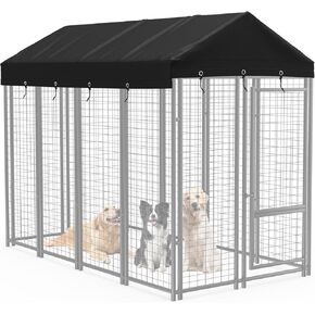 Outdoor Dog Kennel Cover Dog Kennel Replacement Top Cover Waterproof Windproof Anti-UV Compatibe for Multiple Brands of Dog Cages 10'D x 10'W Black (Without Frame) in Kuwait