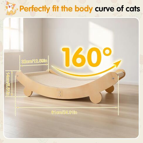 Cat Scratcher Bed Sisal Cat Scratching Bed Hammock for Indoor Cats Sisal Chair Scratch Post Scratching Mat for Large Cats Scratcher Lounger, Wooden Cat Furniture in Saudi Arabia