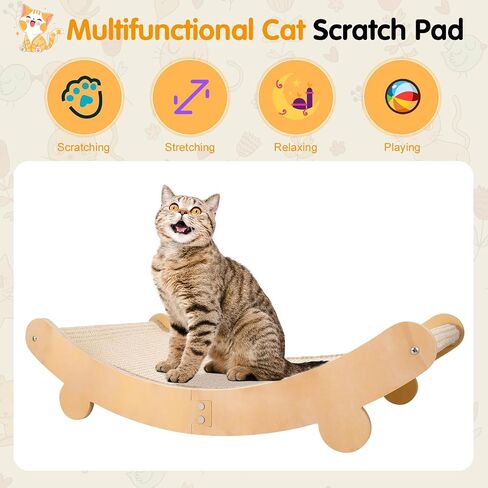 Cat Scratcher Bed Sisal Cat Scratching Bed Hammock for Indoor Cats Sisal Chair Scratch Post Scratching Mat for Large Cats Scratcher Lounger, Wooden Cat Furniture in Saudi Arabia