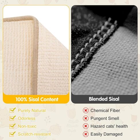 Cat Scratcher Bed Sisal Cat Scratching Bed Hammock for Indoor Cats Sisal Chair Scratch Post Scratching Mat for Large Cats Scratcher Lounger, Wooden Cat Furniture in Saudi Arabia