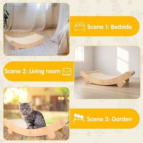 Cat Scratcher Bed Sisal Cat Scratching Bed Hammock for Indoor Cats Sisal Chair Scratch Post Scratching Mat for Large Cats Scratcher Lounger, Wooden Cat Furniture in Saudi Arabia