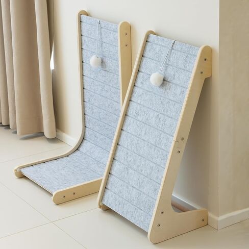 PETKARAY Felt Cat Scratcher, L Shaped Scratching Pad, Scratch Resistant Carpet Scratcher Ramp, Slot-Free Scratch Board with Toy Ball, Dark Grey in Saudi Arabia