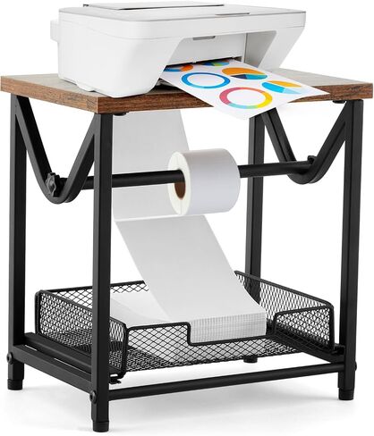 Label Holder for Rolls and Fanfold Labels with Drawers 11.8" x 8.3" x 12.3" Wooden Thermal Label Holder for Desktop Thermal Label Printer Accessory for Home Office Small Business in Saudi Arabia