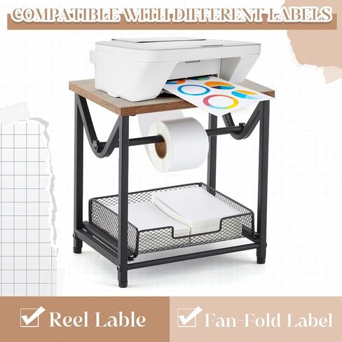 Label Holder for Rolls and Fanfold Labels with Drawers 11.8" x 8.3" x 12.3" Wooden Thermal Label Holder for Desktop Thermal Label Printer Accessory for Home Office Small Business in Saudi Arabia