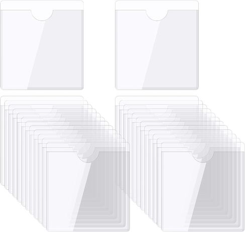 MECCANIXITY Self-Adhesive Card Pockets 2"x2" Clear Self Adhesive Pocket Label Holders Plastic Card Sleeves with Top Open for Library Storage Bins Loading, Pack of 25 in Saudi Arabia