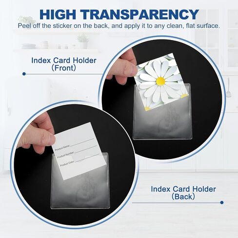MECCANIXITY Self-Adhesive Card Pockets 2"x2" Clear Self Adhesive Pocket Label Holders Plastic Card Sleeves with Top Open for Library Storage Bins Loading, Pack of 25 in Saudi Arabia