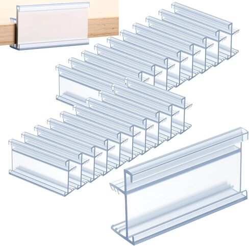 Kathfly 50 PCS Wood Shelf Label حامل 1.25 × 2.5 بوصة واضحة PVC العلامات البلاستيكية العلامات الملصقات الملصقات مقاطع إلى 3/4 بوصة رفوف الكتب السميكة لمكتبات البيع بالتجزئة السوبر ماركت in Saudi Arabia