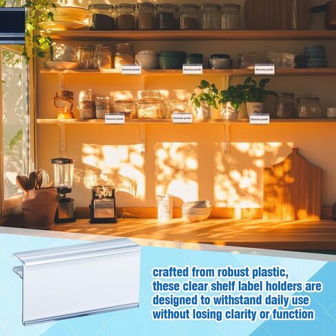 Kathfly 50 PCS Wood Shelf Label حامل 1.25 × 2.5 بوصة واضحة PVC العلامات البلاستيكية العلامات الملصقات الملصقات مقاطع إلى 3/4 بوصة رفوف الكتب السميكة لمكتبات البيع بالتجزئة السوبر ماركت in Saudi Arabia