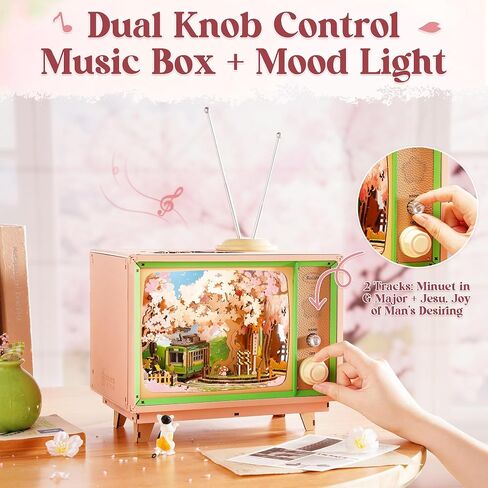 Rolife 3D Puzzle for Onvels-Sakura Dreamy Tour ، صندوق موسيقى تلفزيوني ثلاثي الأبعاد للألغاز الخشبية لأمي ، مجموعات طرازات Creative Craft للبالغين ، هدايا فريدة من نوعها وديكور منزلي (Sakura Dreamy Tour) in Kuwait