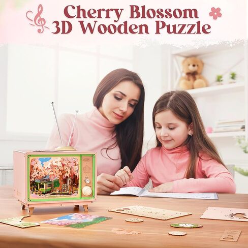Rolife 3D Puzzle for Onvels-Sakura Dreamy Tour ، صندوق موسيقى تلفزيوني ثلاثي الأبعاد للألغاز الخشبية لأمي ، مجموعات طرازات Creative Craft للبالغين ، هدايا فريدة من نوعها وديكور منزلي (Sakura Dreamy Tour) in Kuwait