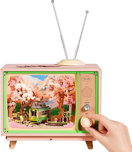 Rolife 3D Puzzle for Onvels-Sakura Dreamy Tour ، صندوق موسيقى تلفزيوني ثلاثي الأبعاد للألغاز الخشبية لأمي ، مجموعات طرازات Creative Craft للبالغين ، هدايا فريدة من نوعها وديكور منزلي (Sakura Dreamy Tour) in Kuwait