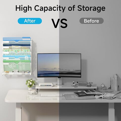 منظم ملفات شنق 6 مستويات لافاتينو ، حامل ملف جبل الحائط للبريد منظمة مجلدات مجلدات ، منظم المستندات العمودي لمكتب منزل - (أبيض) in Kuwait