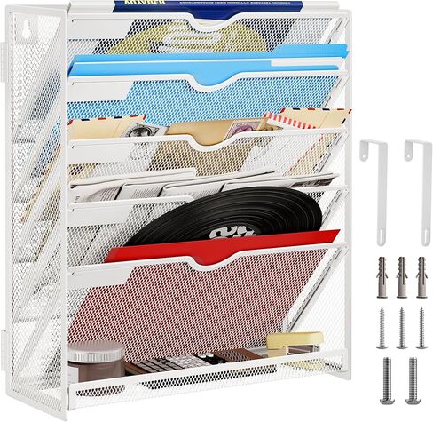 منظم ملفات شنق 6 مستويات لافاتينو ، حامل ملف جبل الحائط للبريد منظمة مجلدات مجلدات ، منظم المستندات العمودي لمكتب منزل - (أبيض) in Kuwait