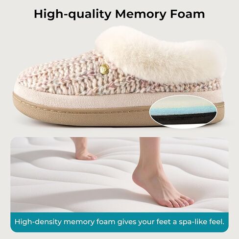 شبشب نسائي من HomeTop مصنوع من إسفنج ميموري فوم مريح مع ياقة مخملية غامقة in Kuwait