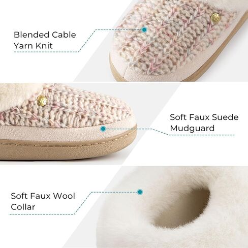 شبشب نسائي من HomeTop مصنوع من إسفنج ميموري فوم مريح مع ياقة مخملية غامقة in Kuwait