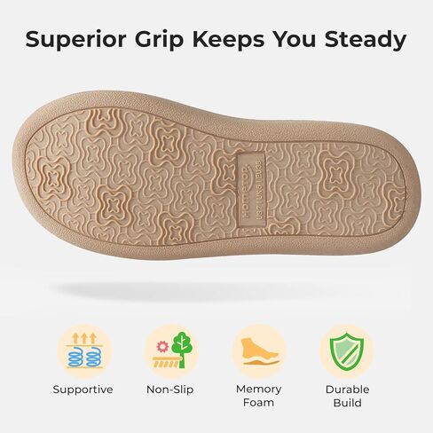 شبشب نسائي من HomeTop مصنوع من إسفنج ميموري فوم مريح مع ياقة مخملية غامقة in Kuwait