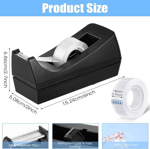 8 Pack Desktop Tape Dispenser Non Skid Base with Invisible Tape Refills Bulk Weighted Roll Dispenser for Office Home School in Saudi Arabia