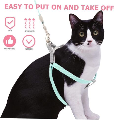 Happyyami 1Set Cat Harness and Leash Set Escape Soft Kitten Walking Gear for Small Cats and Dogs for in Saudi Arabia