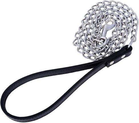Upkoch Metal Pet Leash مريح PU Handle Dog للقطط والجرى تصميم الخدمة الثقيلة للاستخدام الآمن في الهواء الطلق الأسود للتدريب والمشي اليومي in Saudi Arabia