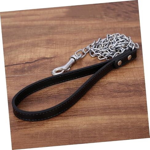 Upkoch Metal Pet Leash مريح PU Handle Dog للقطط والجرى تصميم الخدمة الثقيلة للاستخدام الآمن في الهواء الطلق الأسود للتدريب والمشي اليومي in Saudi Arabia