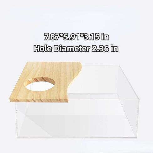 Hamster Sand Bath Box Container, Small Pet Sandbox Lid Design Take Bath Wooden Sandbox Dust Bath, Transparent Bathroom & Digging Box Acrylic Syrian Hamster Litter Box Small Animal Accessories (A) in Kuwait