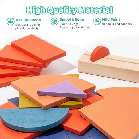 Wooden Shape Puzzles for Toddlers 3+ Years Old，Wooden Pattern Blocks Set Montessori Toys, Back to School, Preschool Education Activity STEM Gift for 3 4 5 Years Old Kids (100 PCS) in Saudi Arabia