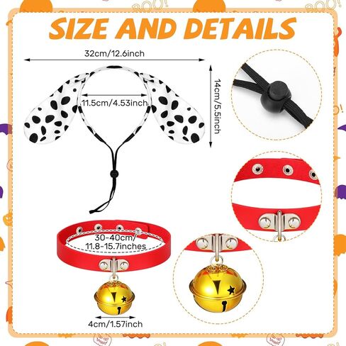 3 PCS Dalmatian متوسطة الكلب مجموعة لطيف Dalmatian الكلب معطف العائلة والطوق الحمر in Kuwait