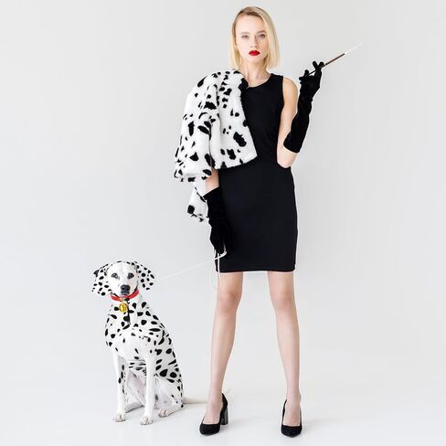 3 PCS Dalmatian متوسطة الكلب مجموعة لطيف Dalmatian الكلب معطف العائلة والطوق الحمر in Kuwait