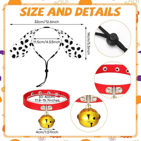 3 PCS Dalmatian متوسطة الكلب مجموعة لطيف Dalmatian الكلب معطف العائلة والطوق الحمر in Kuwait