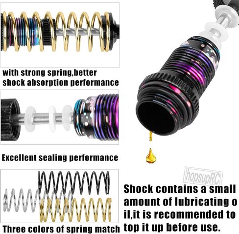 Upgrades Part for 1/18 Granite GROM 1/16 MojaveGrom 1/14 Typhon Grom,Big Bore RC Shocks Absorber Damper,Aluminium Front Rear Assembled Full Metal Shocks,4PCS Red in Saudi Arabia