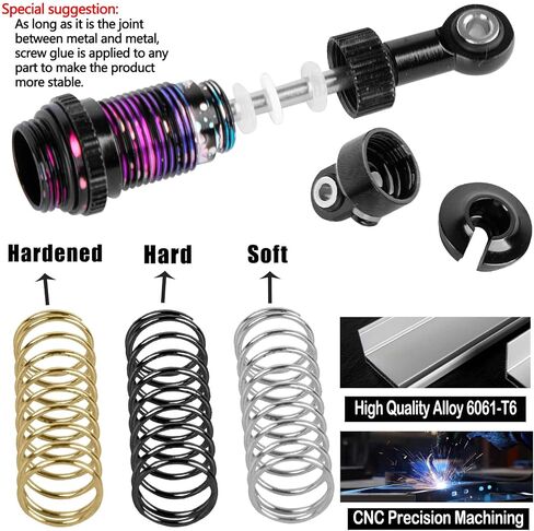 Upgrades Part for 1/18 Granite GROM 1/16 MojaveGrom 1/14 Typhon Grom,Big Bore RC Shocks Absorber Damper,Aluminium Front Rear Assembled Full Metal Shocks,4PCS Red in Saudi Arabia