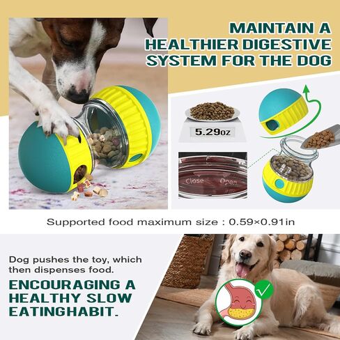 Adjustable Tough Slow Feeder Dog Puzzle Toy, Treat Dispensing Ball for Mental Stimulation & Training - Interactive Food Dispenser to Keep Small Medium Large Dogs Busy Indoor Outdoor (Green) in Saudi Arabia